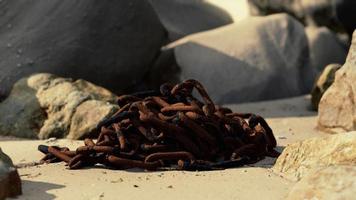 old rusted chain in the sand video