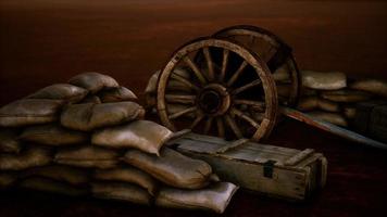 gun behind sandbags during the U.S. Civil War video