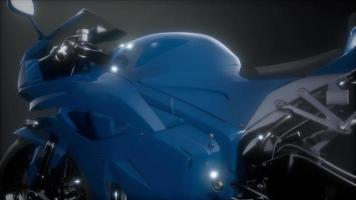 moto sport bike in dark studio with bright lights video