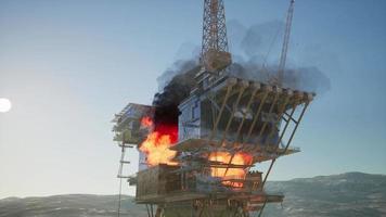 offshore olja och gas brandfall eller nödfall video