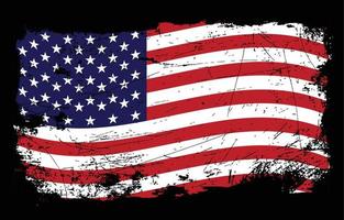 bandera estadounidense angustiada oscura vector
