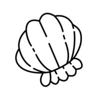 Sea clam shell in simple black and white doodle style isolated on white background. Vector hand drawn doodle illustration.