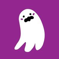 lindo fantasma aterrador sobre un fondo morado. ilustración vectorial con carácter fantasma aislado en el fondo. vector