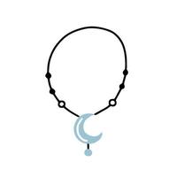 A necklace with a moon on a string. isolated vector illustration.