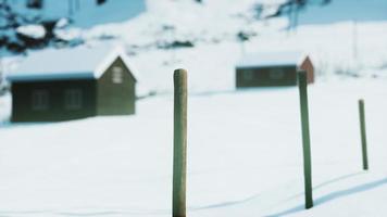 old worn abandoned house in norwegian winter landscape video