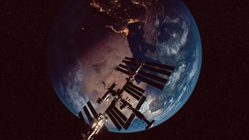 International Space Station in outer space over the planet Earth orbit video