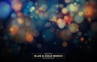 fondo abstracto azul y dorado bokeh vector