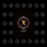 Collection initial alphabet with luxury ornament floral frame vector