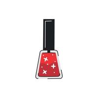 Red glitter nail polish in cute cartoon style. Vector illustration isolated on white background. Item for manicure and pedicure.