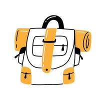 Doodle style travel backpack. Tourism, hiking, travel.Vector illustration isolated on white background. vector