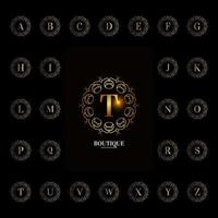 Collection initial alphabet with luxury ornament floral frame vector