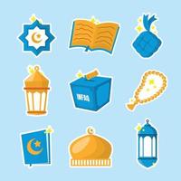 Ramadhan Element Stickers Set Design vector