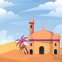 Mosque In The Desert Background vector