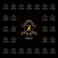 Collection initial alphabet with luxury ornament floral frame vector