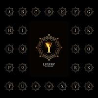 Collection initial alphabet with luxury ornament floral frame vector