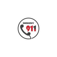 plantilla de icono de llamada de emergencia con 911. vector