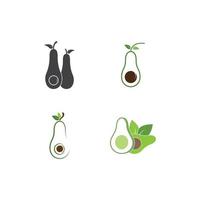 Avocado fruit logo template. Avocado half with leaf vector design.