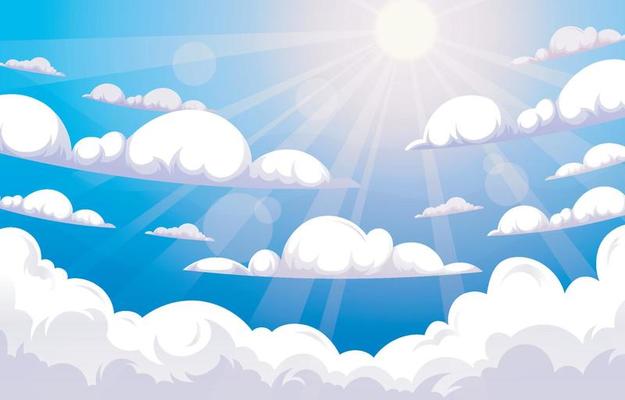 Sun Light and Blue Sky with Clouds