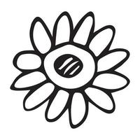 Simple vector flower doodle. Hand drawn outline icon. Floral illustration isolated on white background.