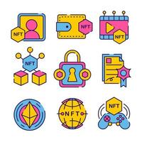 colección de iconos nft vector