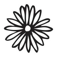 Simple vector flower doodle. Hand drawn outline icon. Floral illustration isolated on white background.