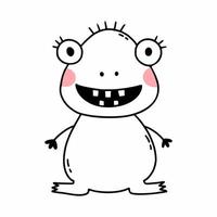 lindo monstruo con sonrisa. rana divertida. ilustración de fideos vectoriales para niños. vector