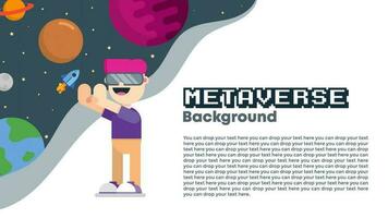 Vector of Exploring Metaverse Background. Perfect for metaverse design, metaverse template, etc.