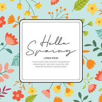 Hello spring banner background template with colorful flower.Can be use social media card, voucher, wallpaper,flyers, invitation, posters, brochure. vector