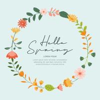 Hello spring banner background template with colorful flower.Can be use social media card, voucher, wallpaper,flyers, invitation, posters, brochure. vector