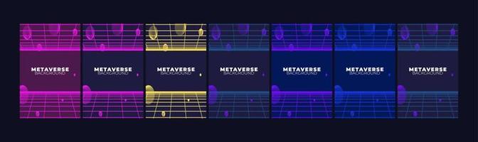 set of Concept of Future digital technology metaverse vector