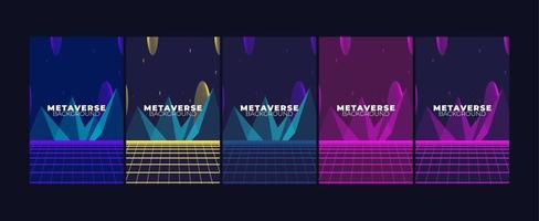 set of Concept of Future digital technology metaverse vector