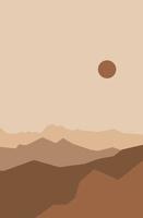 abstract landscape posters. Modern background flat design, contemporary boho mountains minimalist wall decor. vector