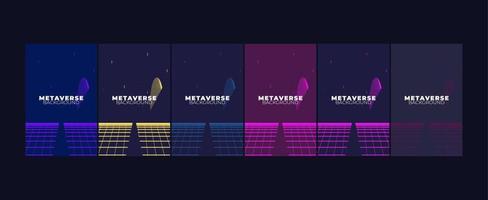 set of Concept of Future digital technology metaverse vector