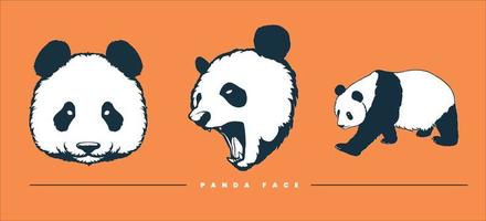 panda face set hand drawn