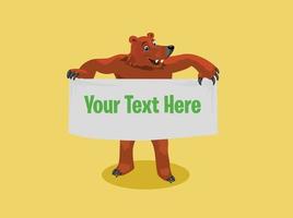 bear holding banner vector