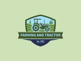 Tractor on a farm logo vector