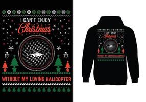 i can't enjoy christmas without my loving halicopter sweater design vector