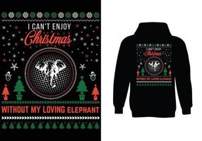 i can't enjoy christmas without my loving elephant sweater design vector