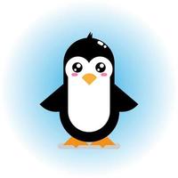 linda mascota de pingüino con un fondo azul degradado vector