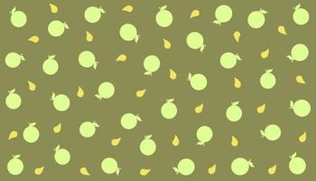 Green orange with leaf pattern. vector