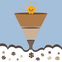 Funnel of ideas on how to increase profits through innovation vector