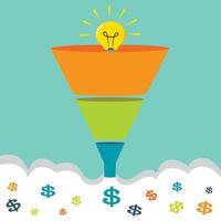 Funnel of ideas on how to increase profits through innovation vector