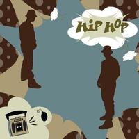 hip hop old school theme with silhouetted male rappers vector