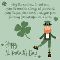 St Patrick Day card with traditional Irish blessing vector