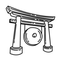 icono de la pieza central del gong. garabato dibujado a mano o estilo de icono de contorno. vector