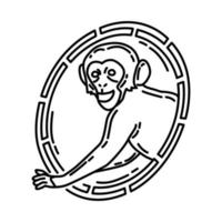 Monkey Symbol Icon. Doodle Hand Drawn or Outline Icon Style. vector