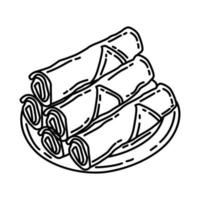 Spring Rolls Icon. Doodle Hand Drawn or Outline Icon Style. vector