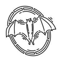 icono de símbolos de murciélago feng shui. garabato dibujado a mano o estilo de icono de contorno. vector