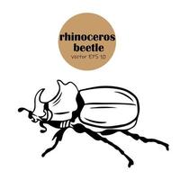 rhinoceros beetle in the style of doodles. Vector black simple insects, beetles, pests. sketch, element, icon, hand-drawn. vintage side view