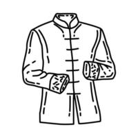 icono de camisa cheongsam para hombre. garabato dibujado a mano o estilo de icono de contorno. vector